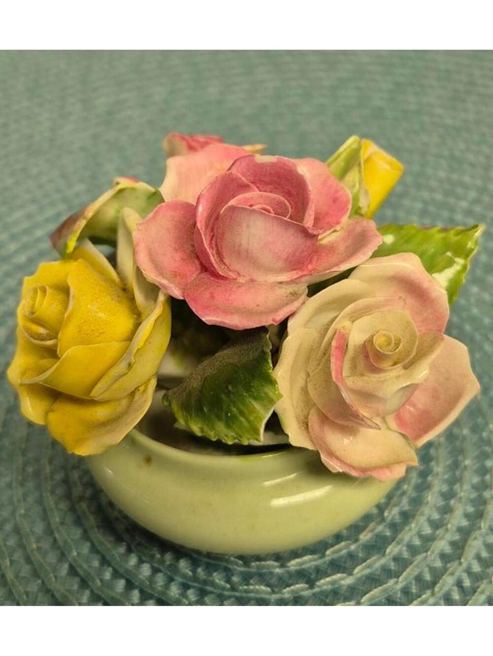 Floral Bone China Rose Bouquet Figurine